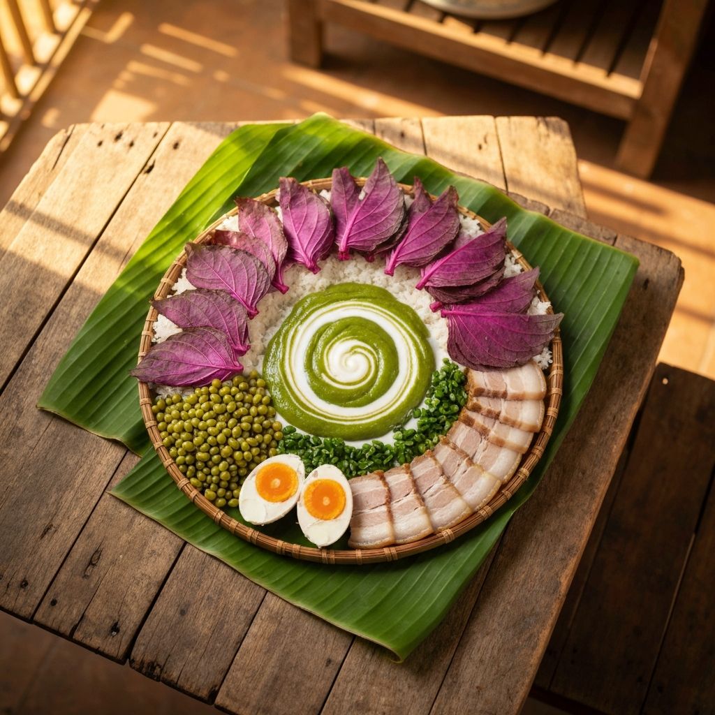 Nguyên liệu làm bánh tét lá cẩm - lá cẩm tươi và nếp thơm Cần Thơ